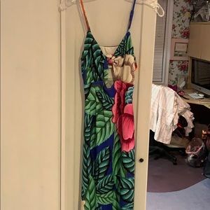Mara Hoffman- floral cotton/elastic midi dress - s